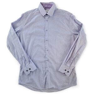 Duchamp London Purple Gingham Check Slim Fit Button-up Dress Shirt 16/L 41